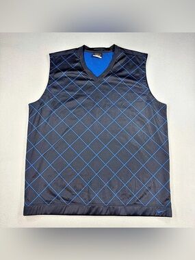 Nike Golf V-Neck Pullover Vest Men's Navy Blue Diamond Sleeveless FIT DRY Large